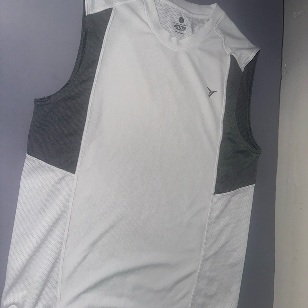 Active Polo Navy Mens L White/ Gray  Short Sleeveless Go-Dry Shirt